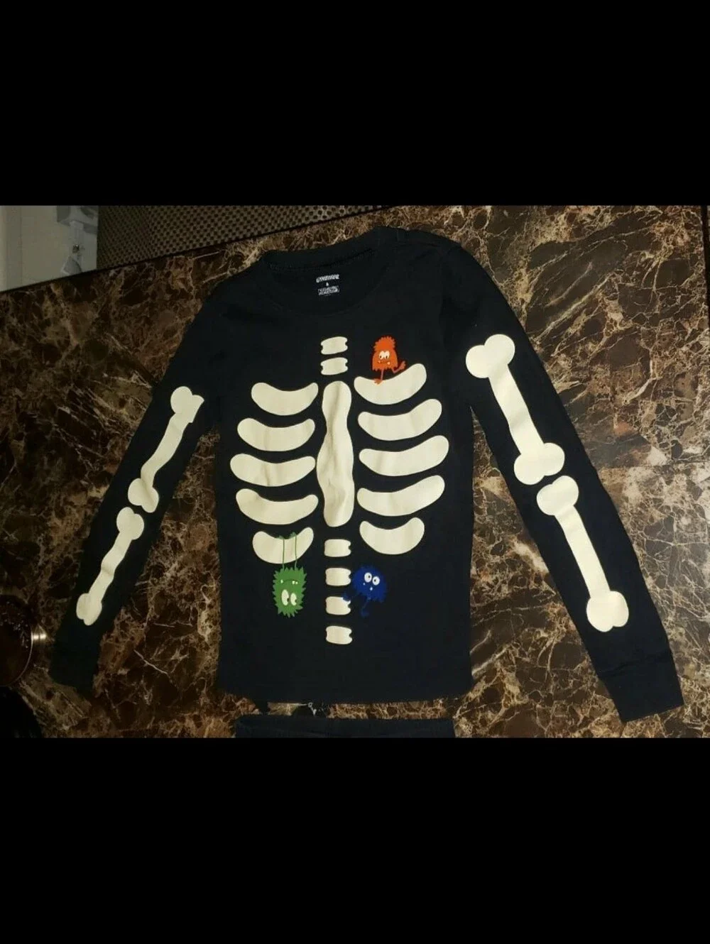 Gymboree Halloween Skeleton With Flocked Monsters PJ Set